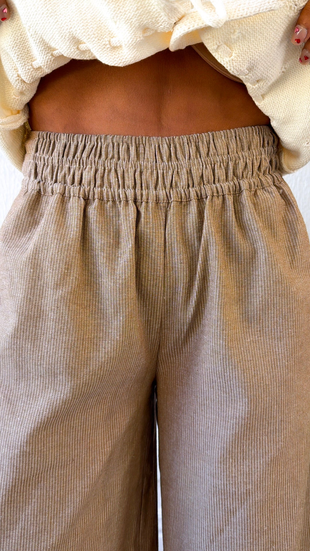Sun Spotted Pinstriped Pant, Camel