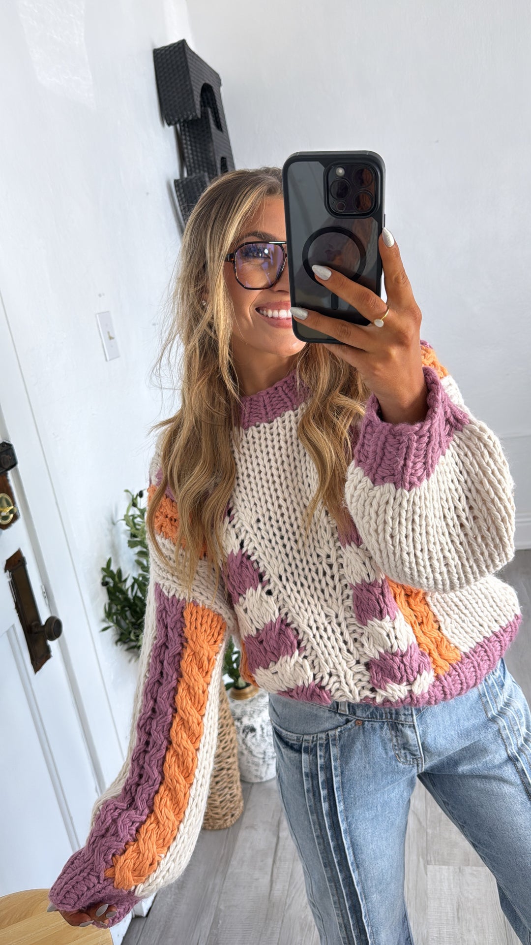 Winnie Knit Sweater, Lavender/Multi
