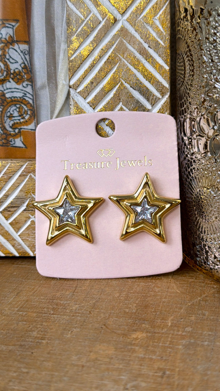 Mix Metal Star Earring