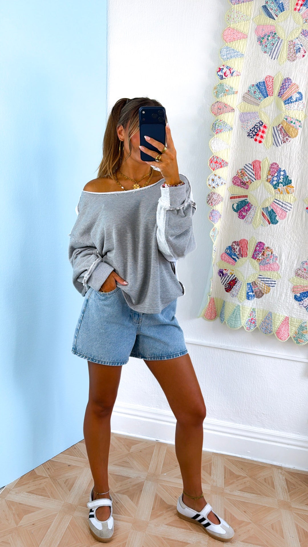 Something Simple Off The Shoulder Top, H.Grey