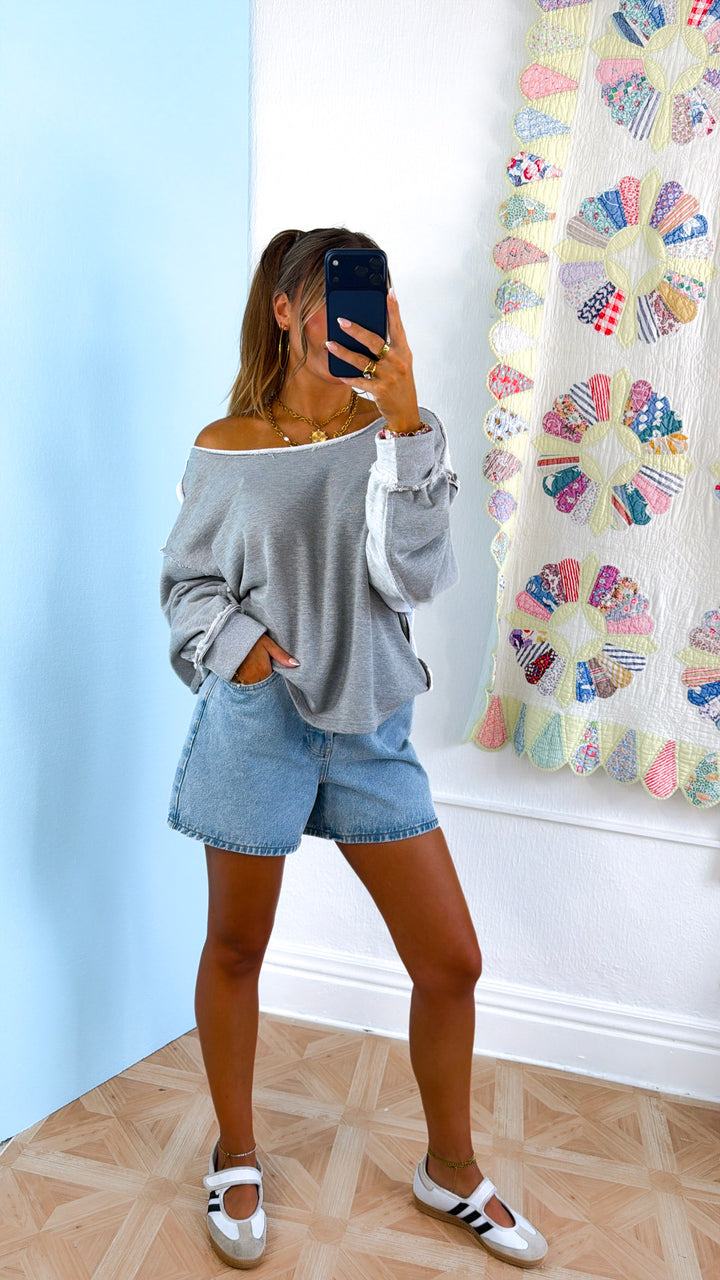 Something Simple Off The Shoulder Top, H.Grey
