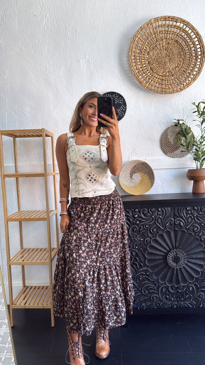 Toffee Thread Maxi Skirt, Espresso Combo