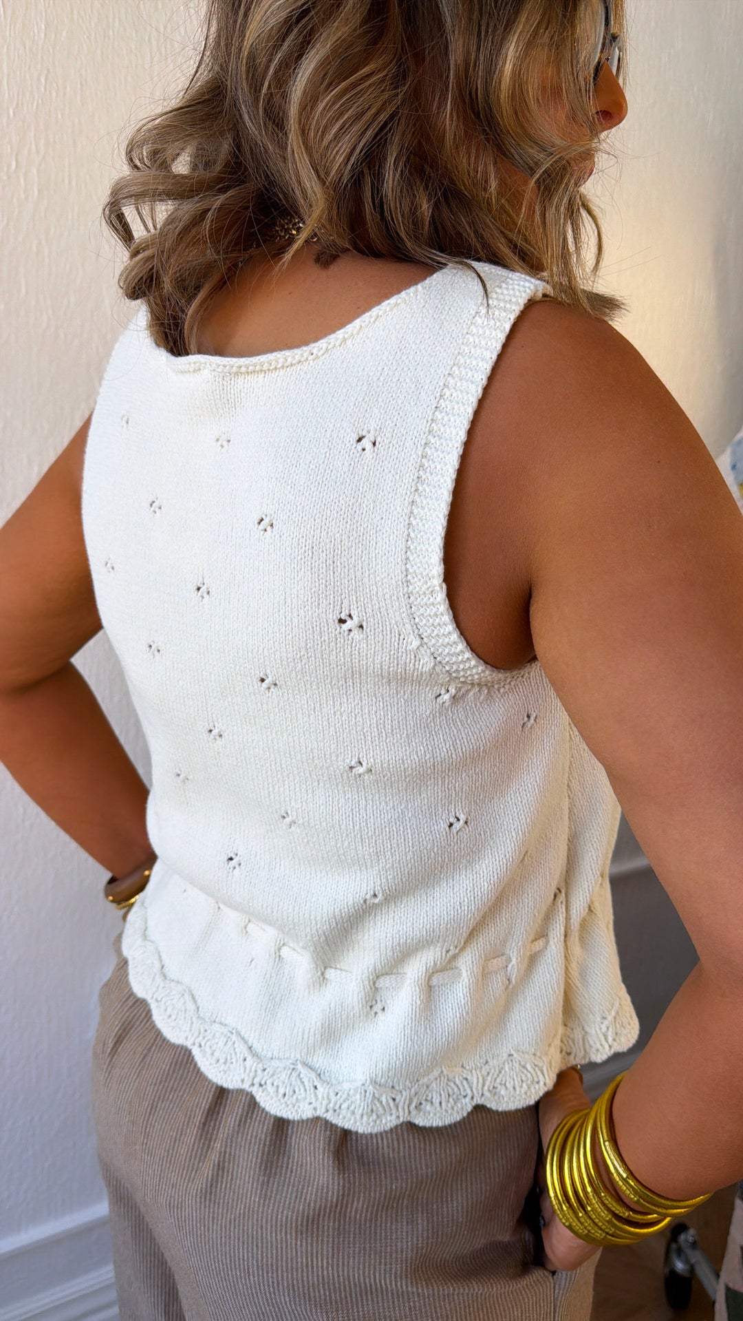 Daisy Ann Sweater Tank, Cream