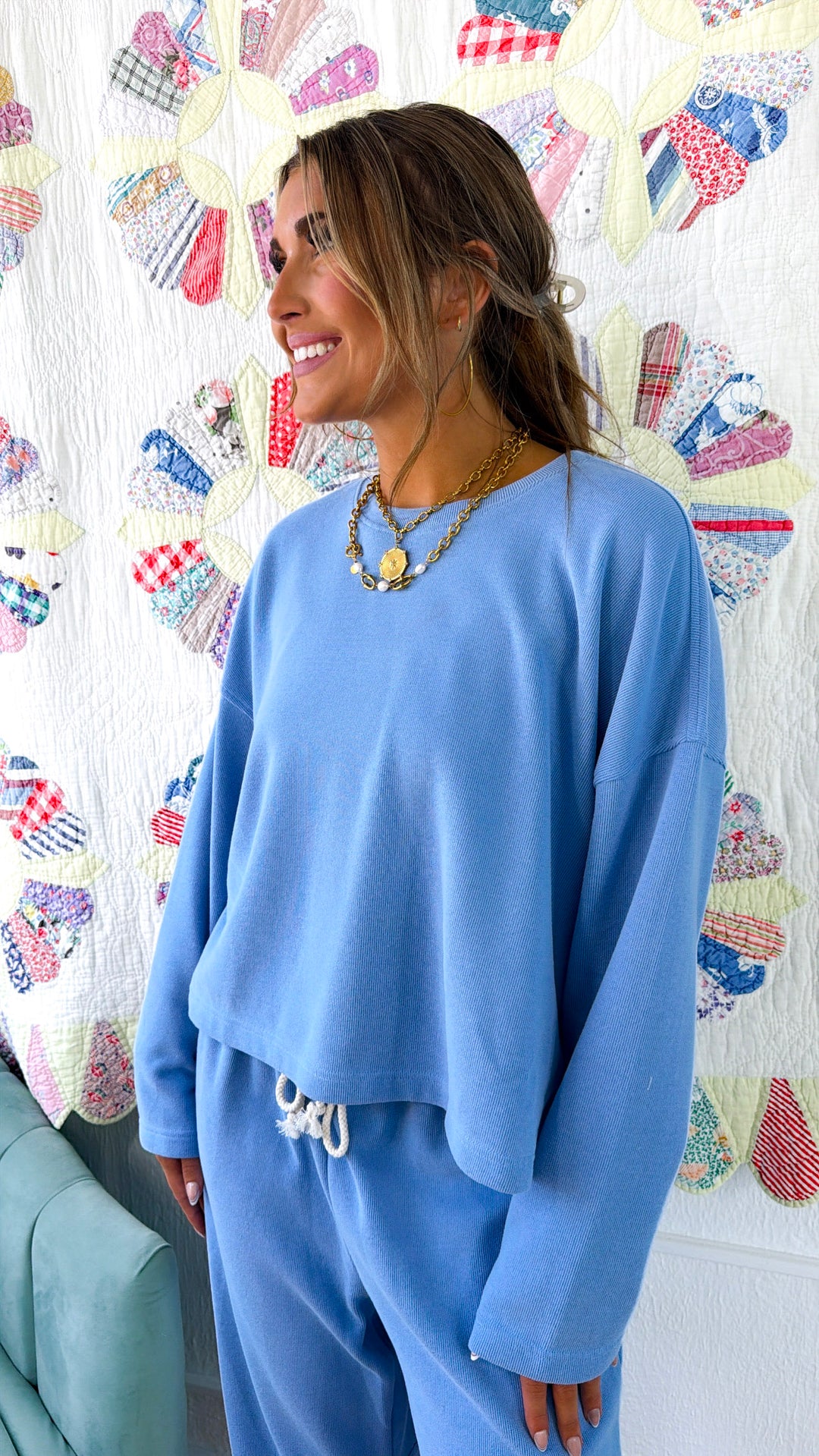 Easy Breezy Knit Two Piece Set, Coastal