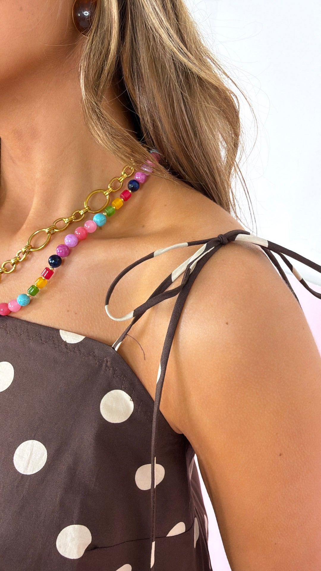 Toasted Honey Polka Dot Dress, Brown