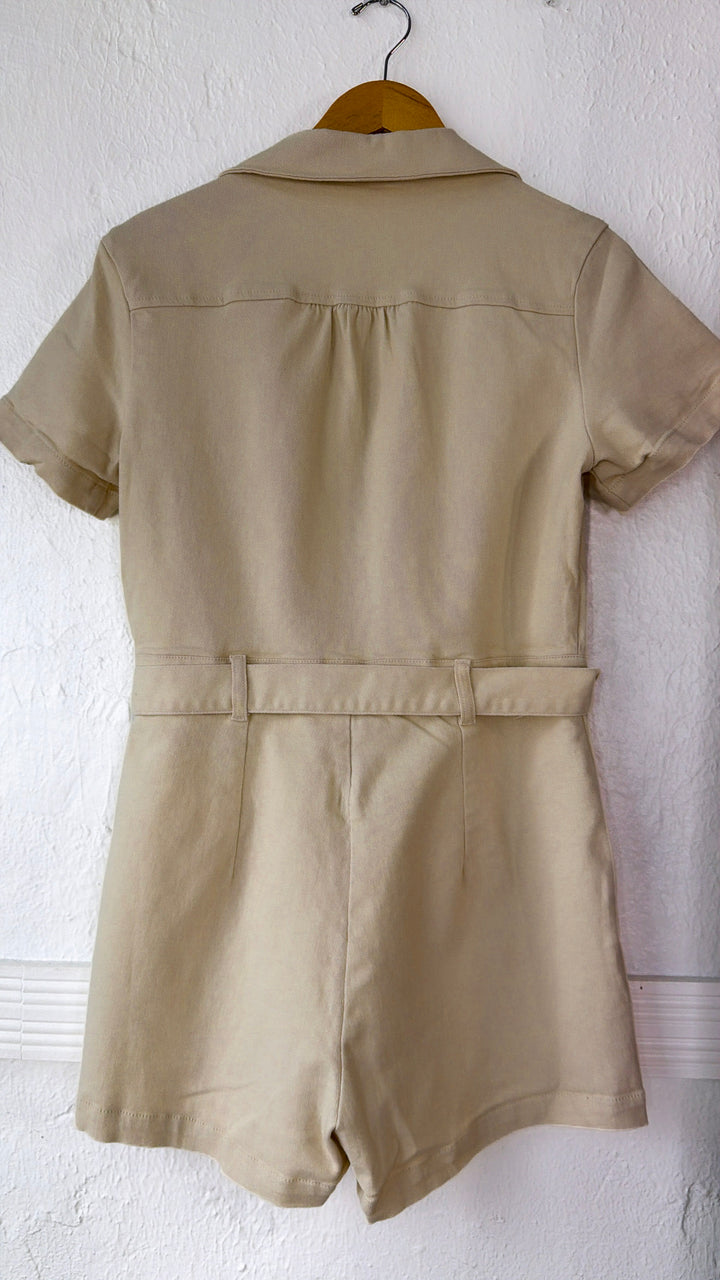 All Day Utility Romper, Cream