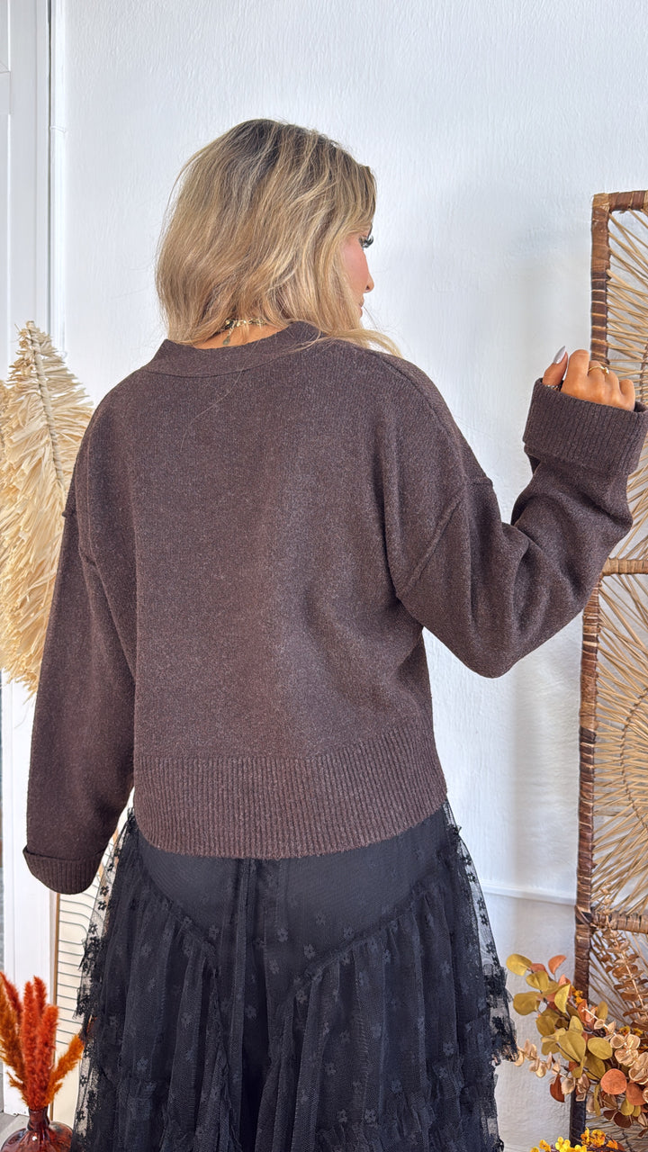 Toffee Glow Cardigan, Brown