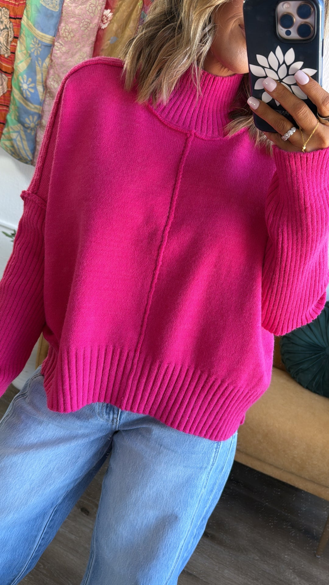 The Cozy Edit Sweater, Hot Pink