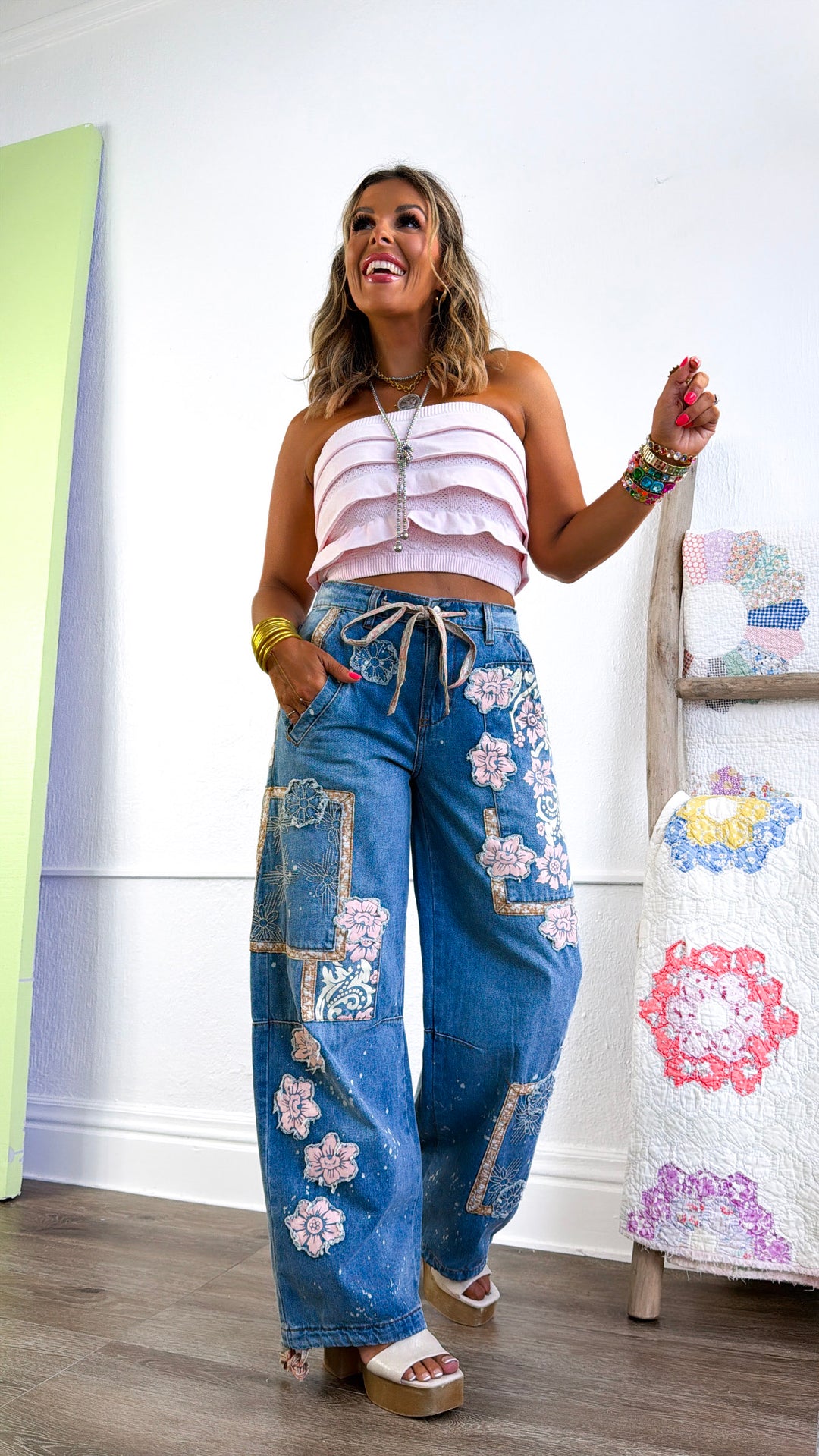 Washed Block Denim Pant, Denim