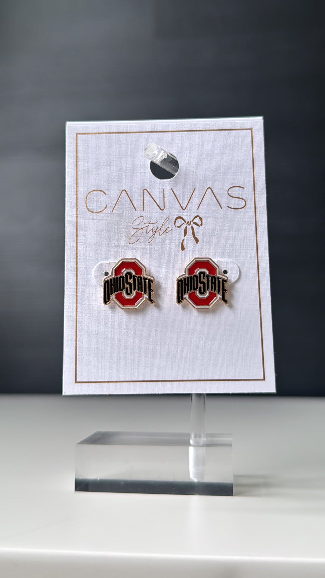 Buckeyes Enamel Stud Earrings in Scarlet/Black