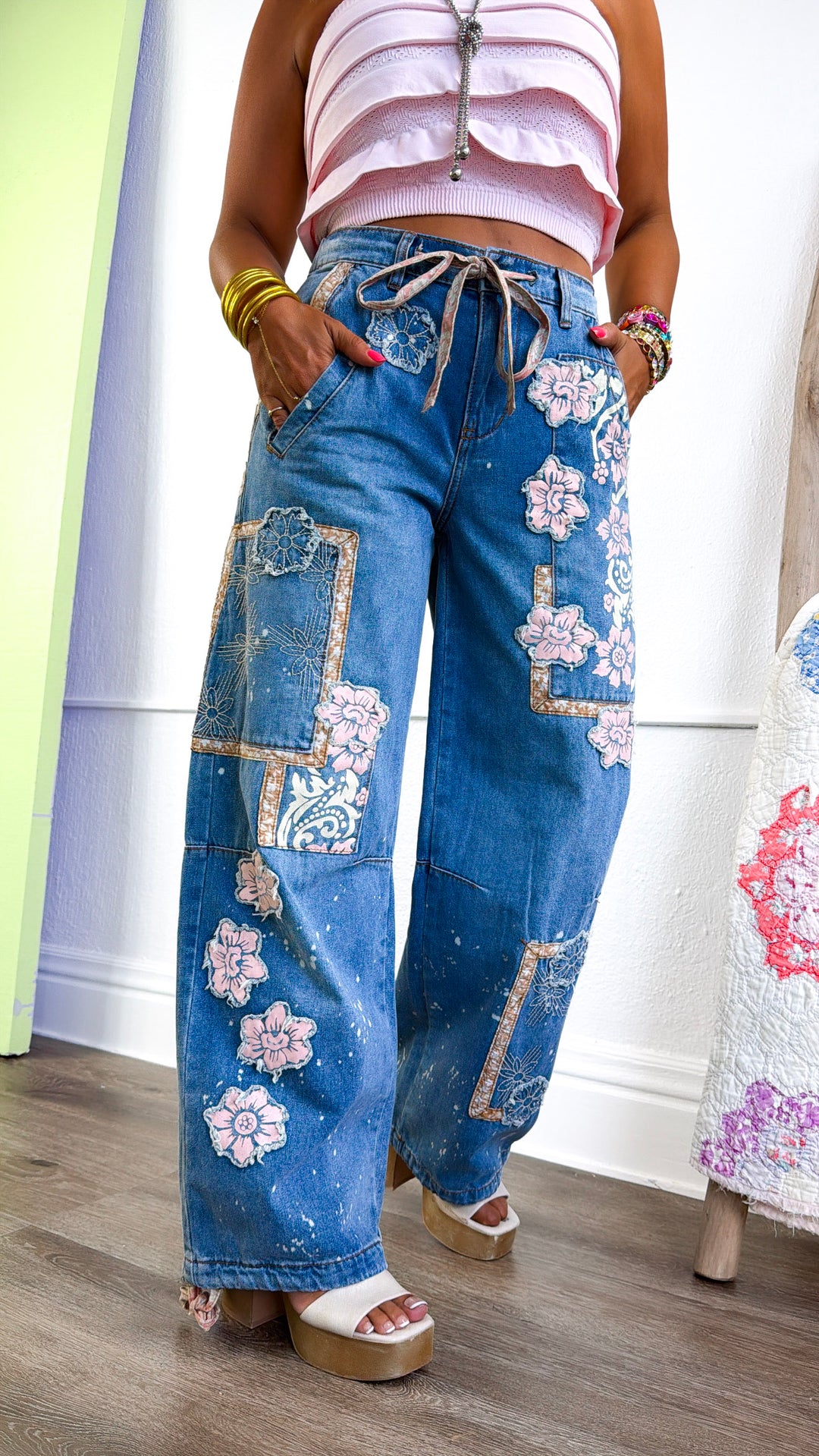 Washed Block Denim Pant, Denim