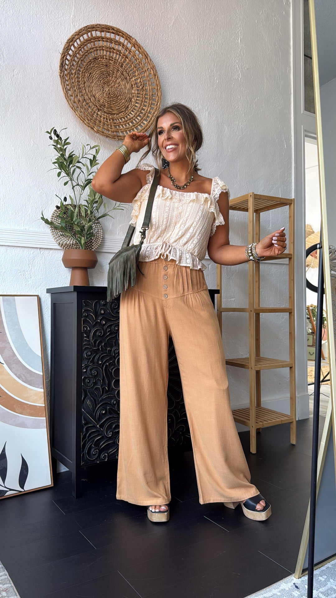 Wheatstone Wide Leg Pant, Camel