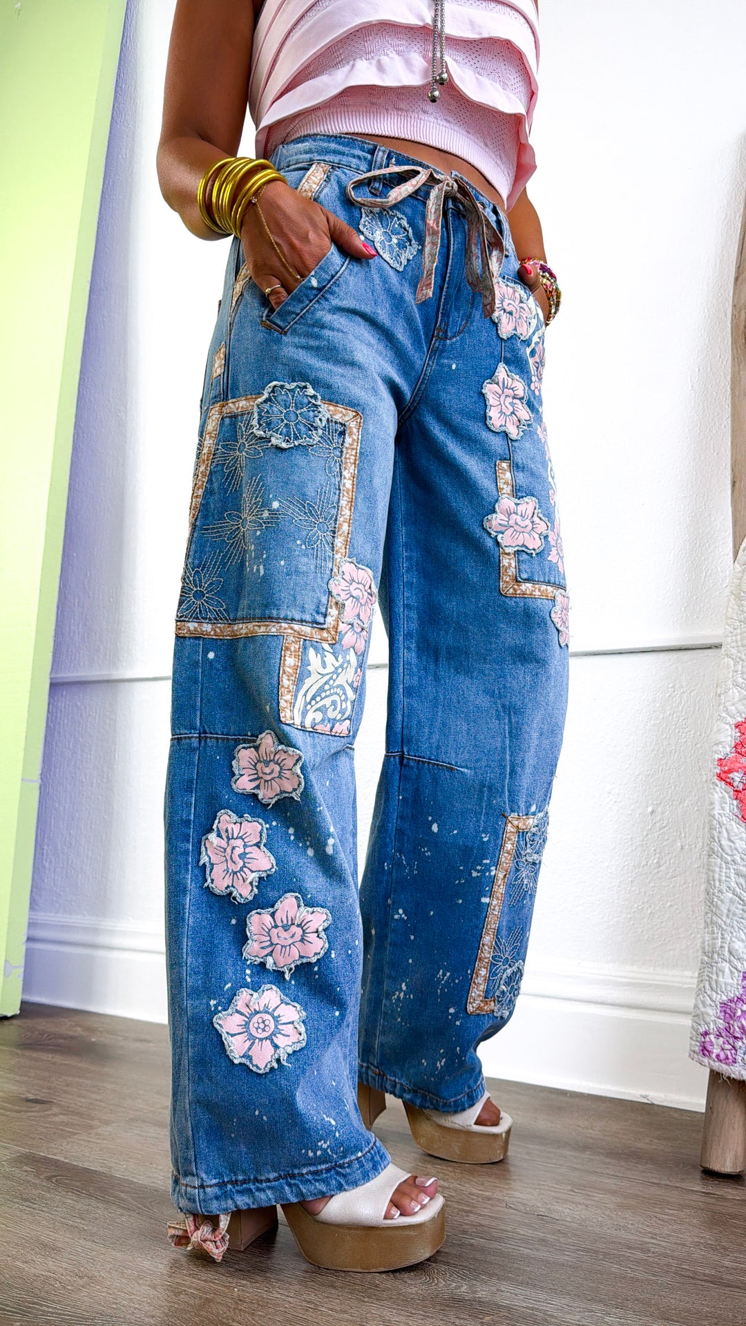 Washed Block Denim Pant, Denim