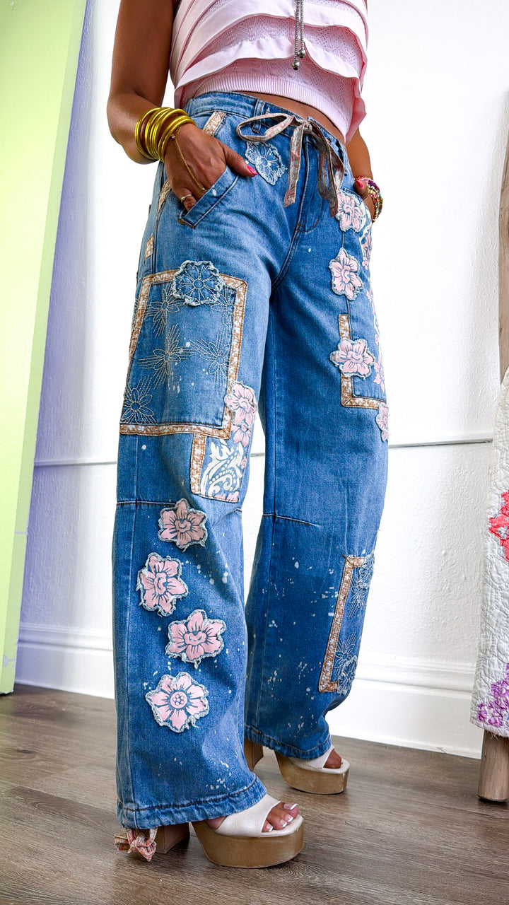 Washed Block Denim Pant, Denim