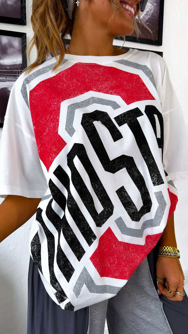 Oversized Team Graphic Tee, White