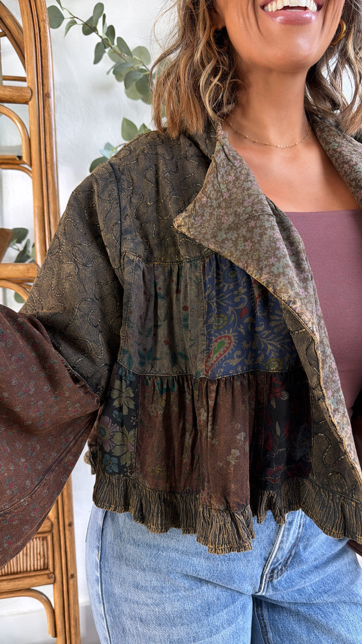 Sage Lane Cropped Cardi Jacket, Amber