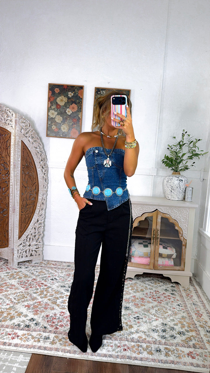 After Dark Detailed Pants, Black