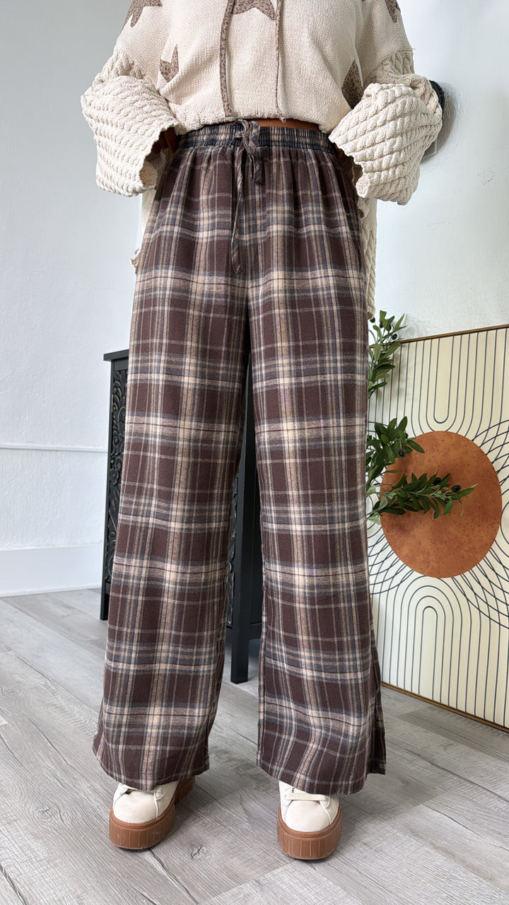 Soft Hazelnut Plaid Pants, Brown