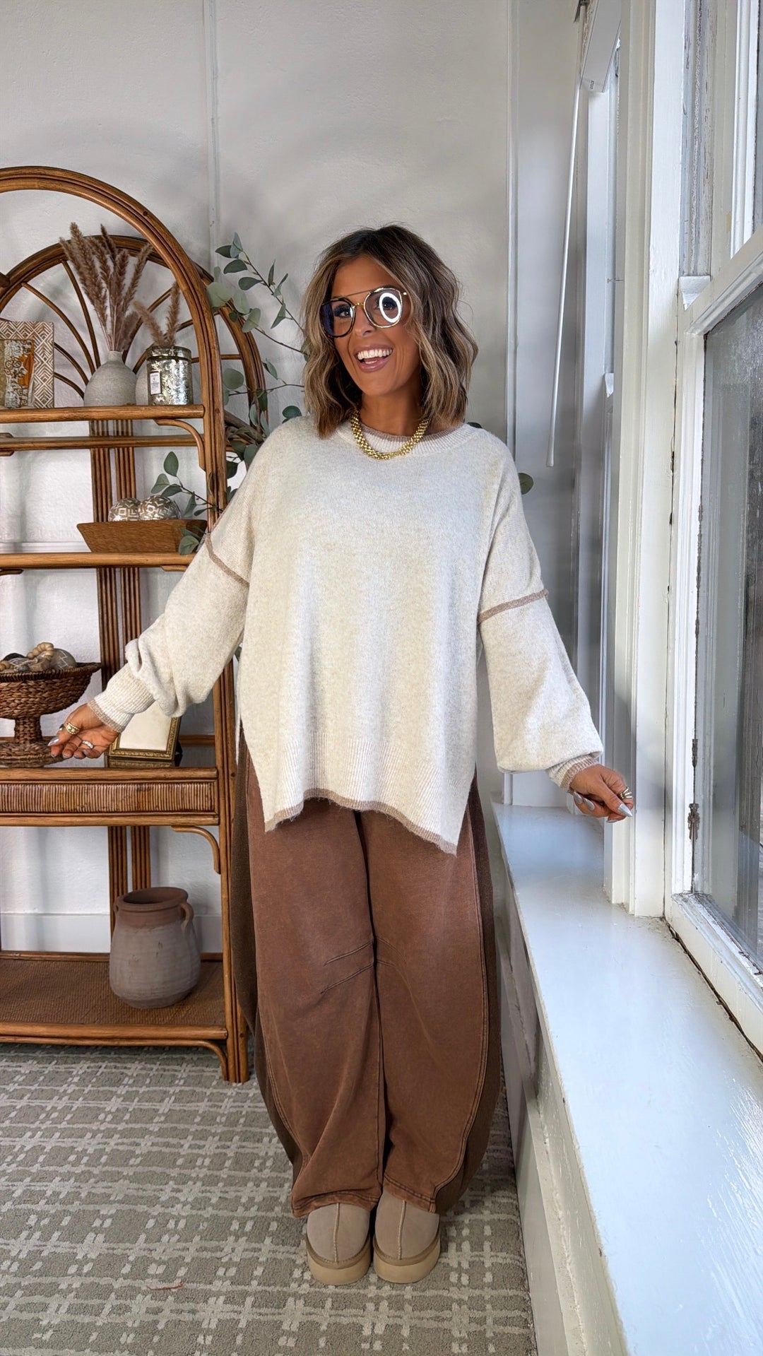 Wear Around Oversized  Cozy Sweater, Oatmeal
