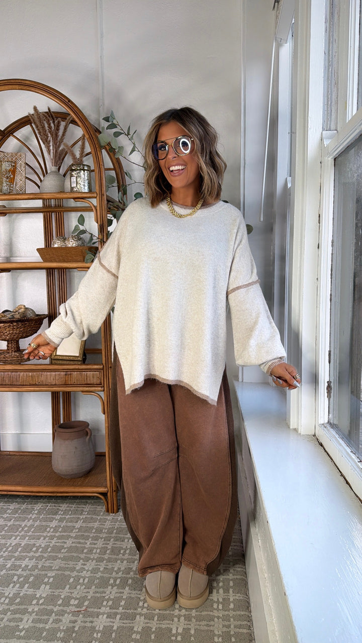Wear Around Oversized  Cozy Sweater, Oatmeal