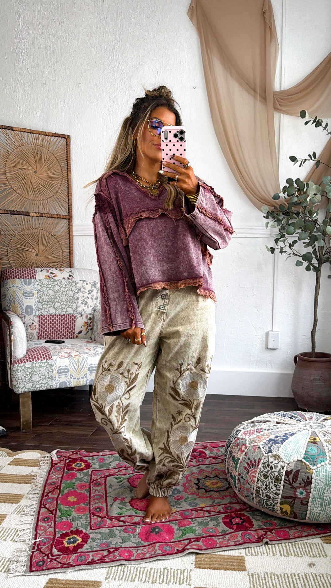 In The End Ruffled Blouse, Burgundy