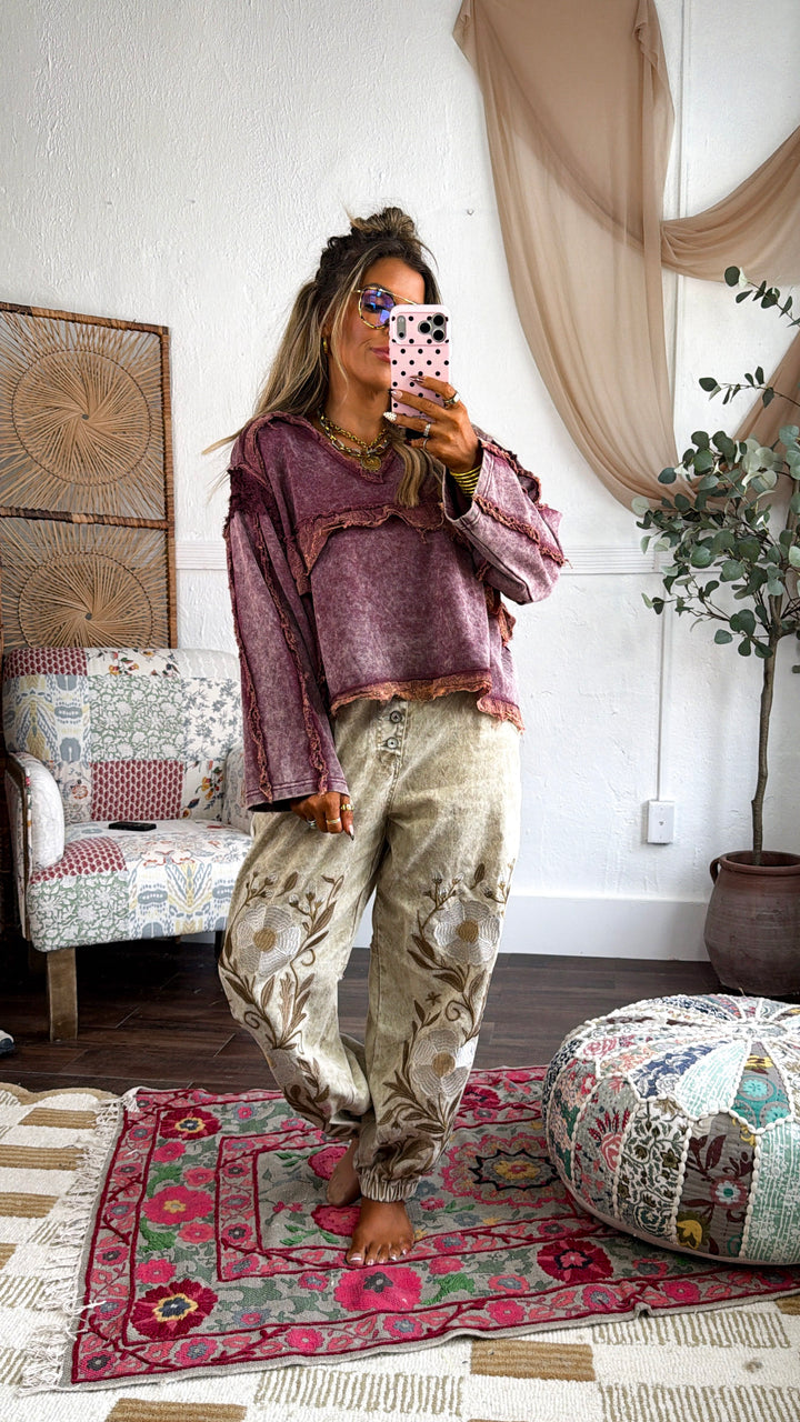 In The End Ruffled Blouse, Burgundy