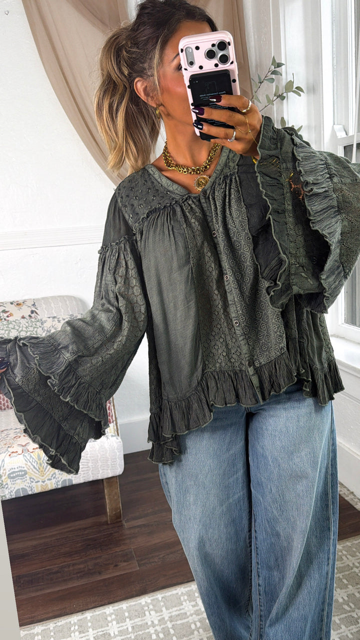 Laken Button Blouse, Basil