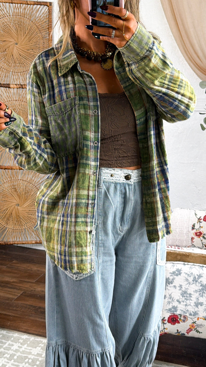 At The Campgrounds Relaxed Flannel, Washed Cactus