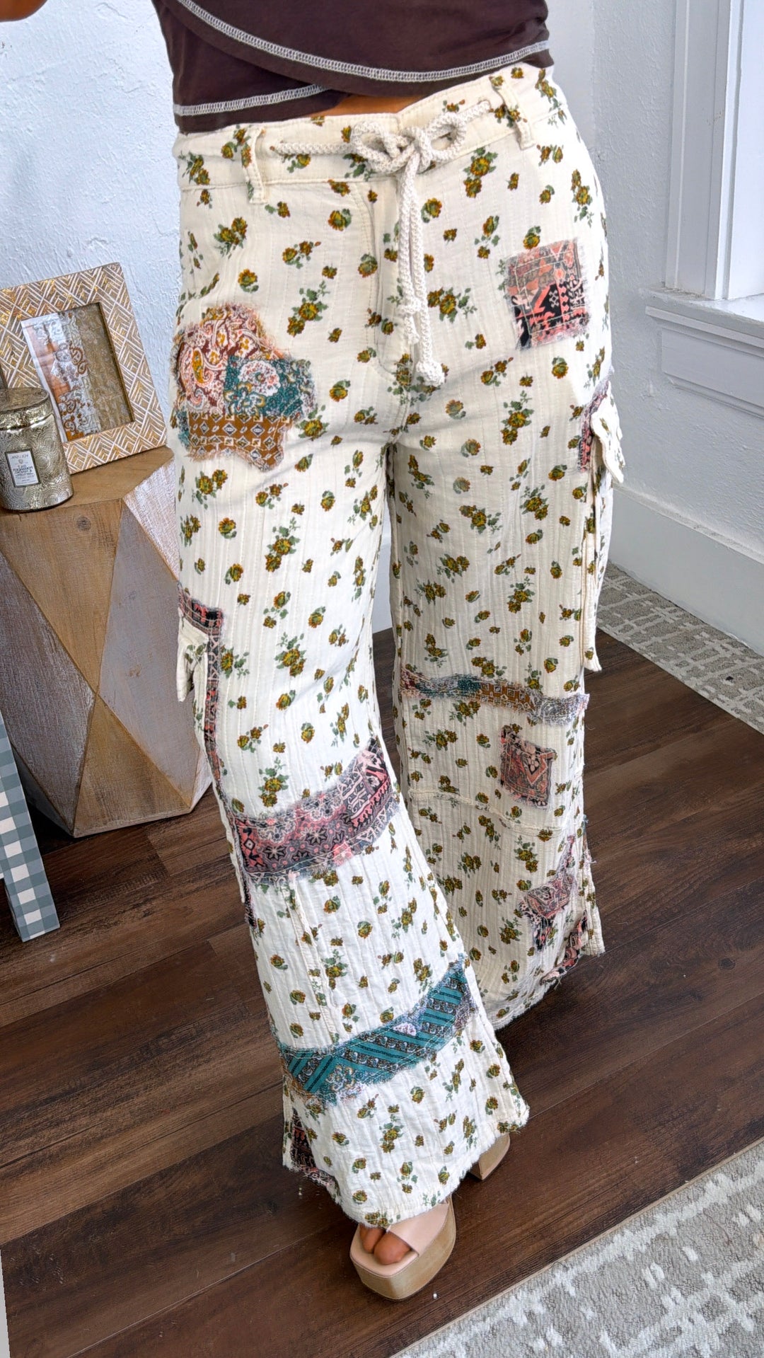 Painted Path Floral Pant, Natural Multi