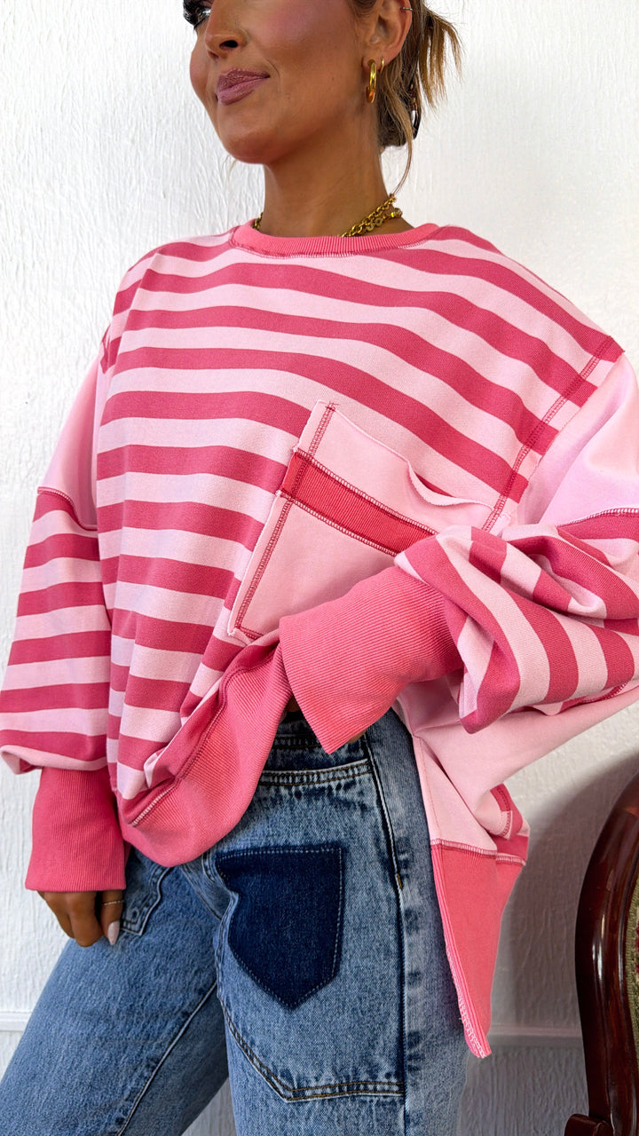 Easy Love Oversized Sweatshirt, Dk. Pink/ Lt. Pink