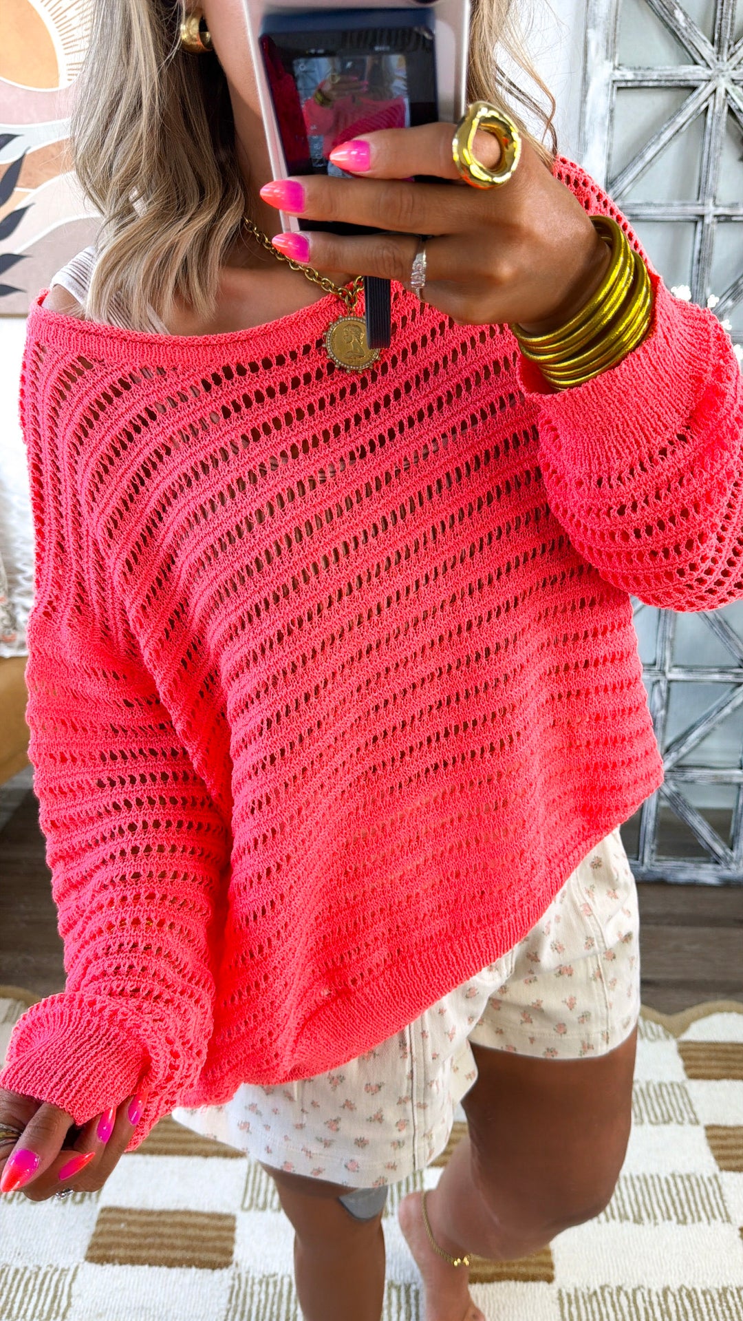 A Cool Evening Breeze Sweater, Coral