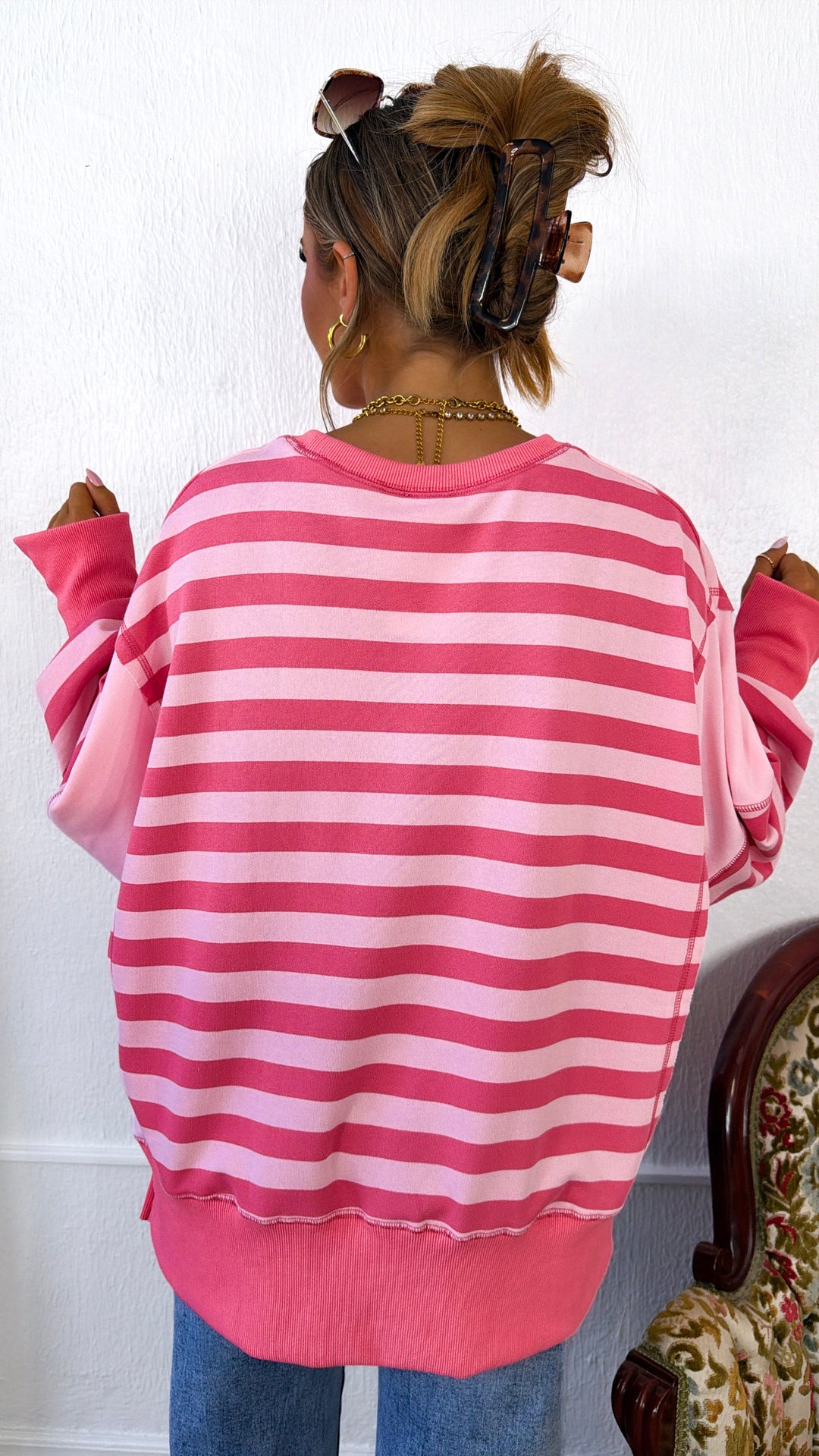Easy Love Oversized Sweatshirt, Dk. Pink/ Lt. Pink