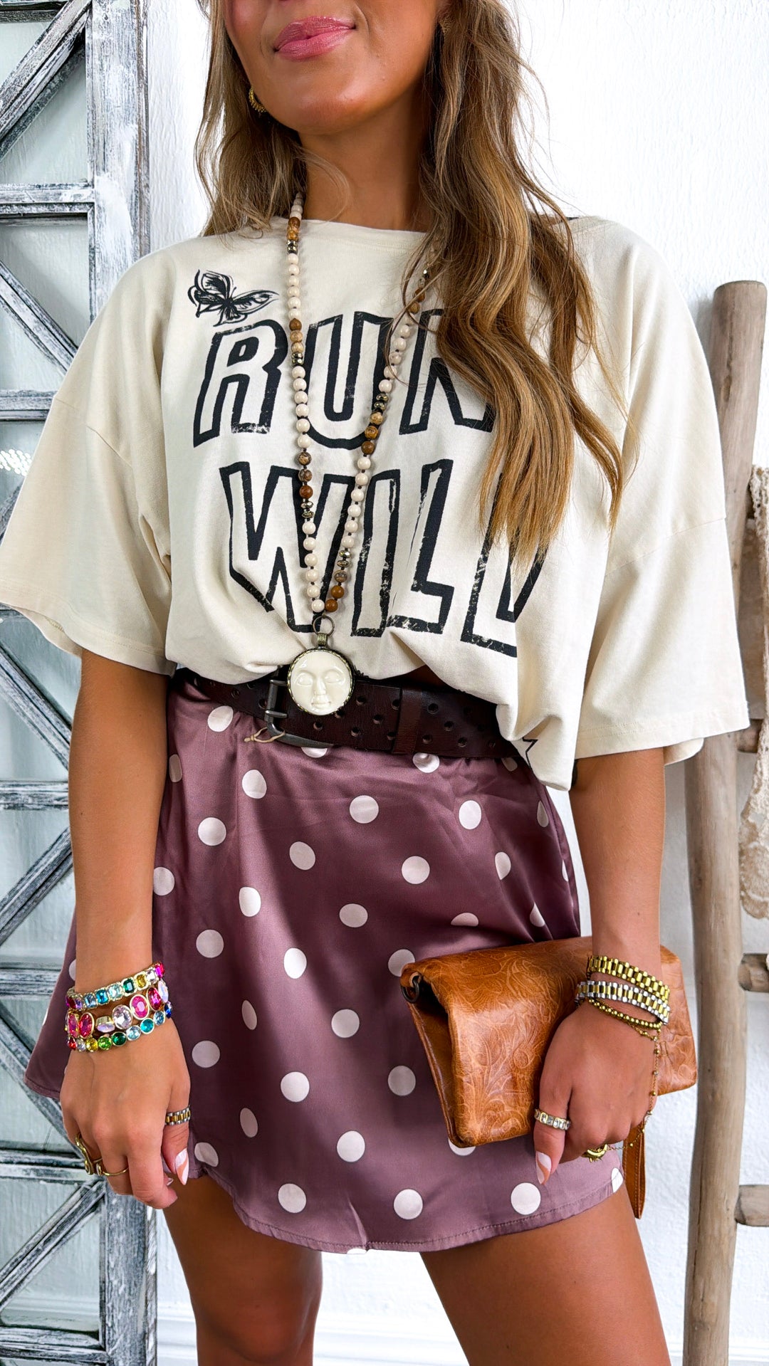 Rosewood Polka Dot Skirt, Hazelnut/Mink