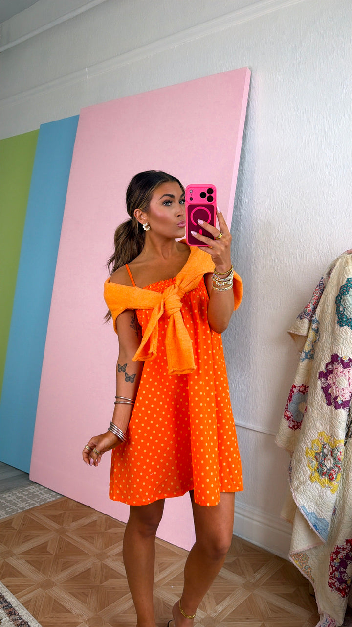 Roasted Clementine Polka Dot Dress, Orange