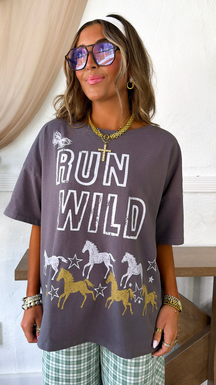 Runnin' Wild Graphic Tee, Charcoal