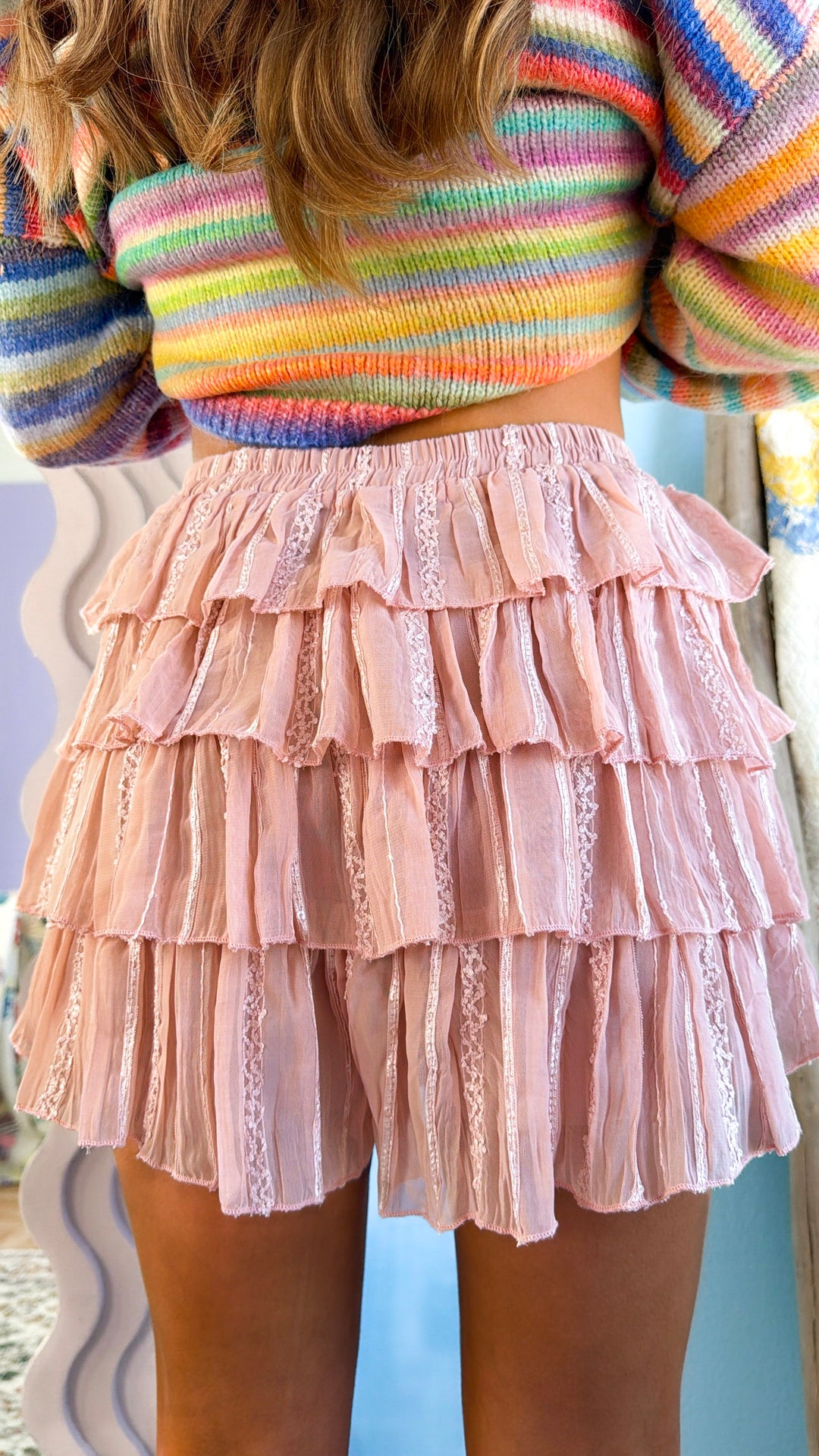 Remy Lace Detailed Skort, Rose Latte