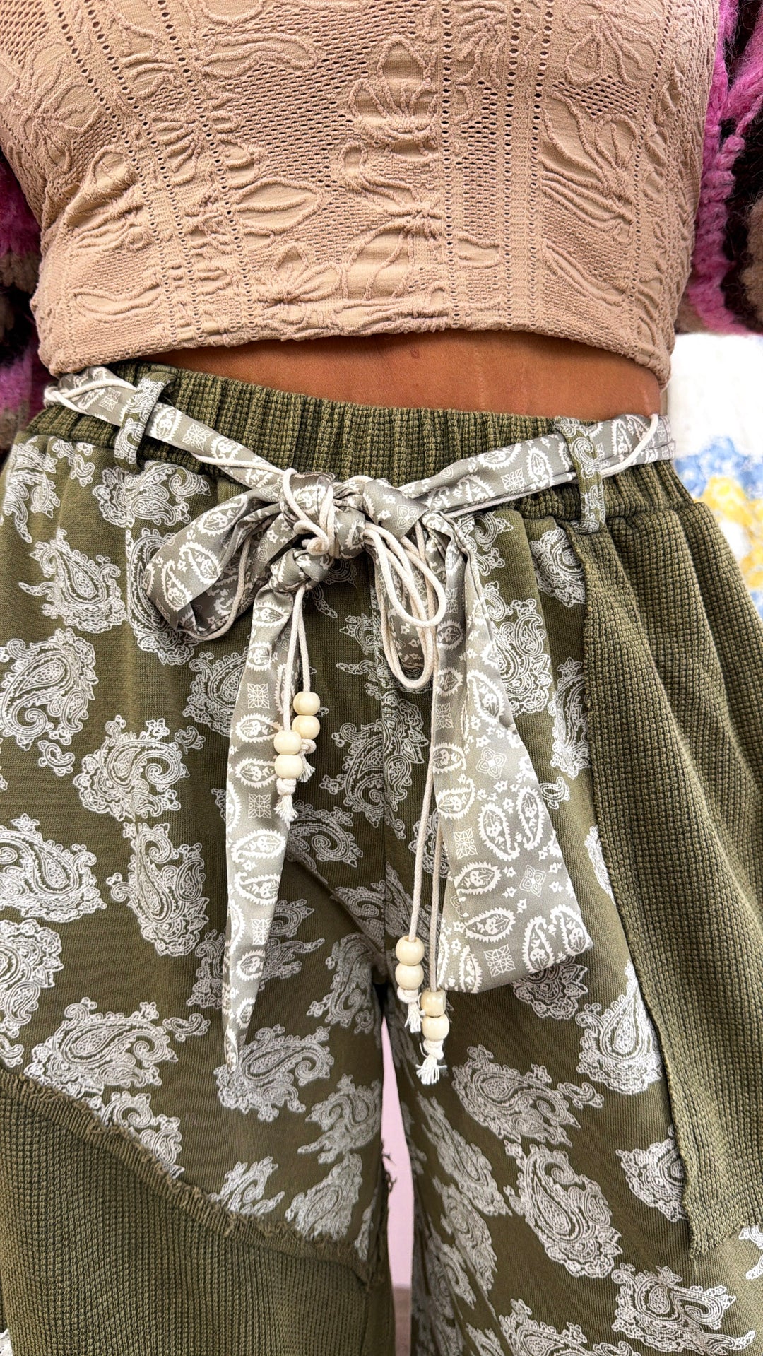 Asymetrical Waffle Detail Jogger, Olive Multi