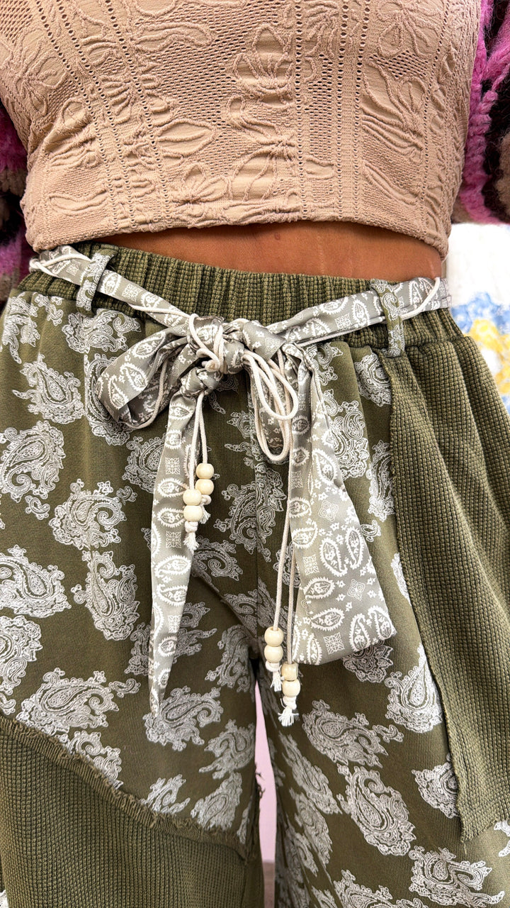 Asymetrical Waffle Detail Jogger, Olive Multi