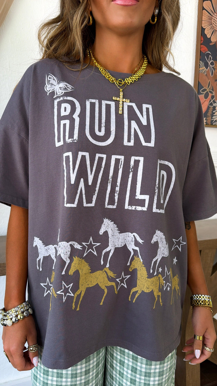 Runnin' Wild Graphic Tee, Charcoal