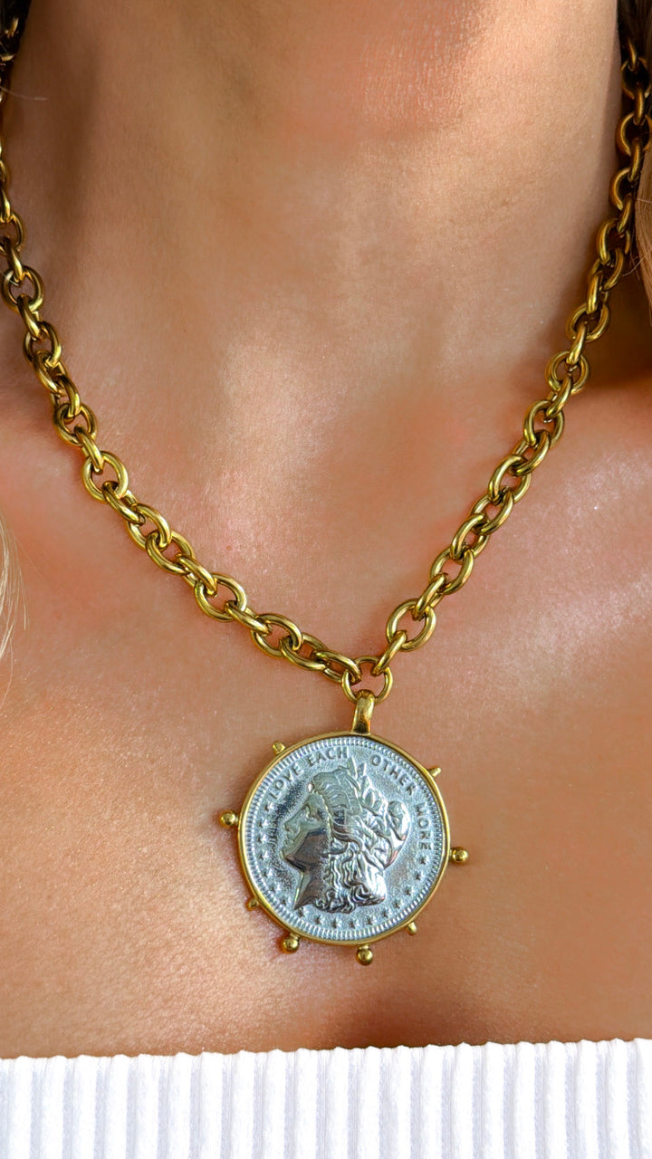 Two Toned Coin Necklace