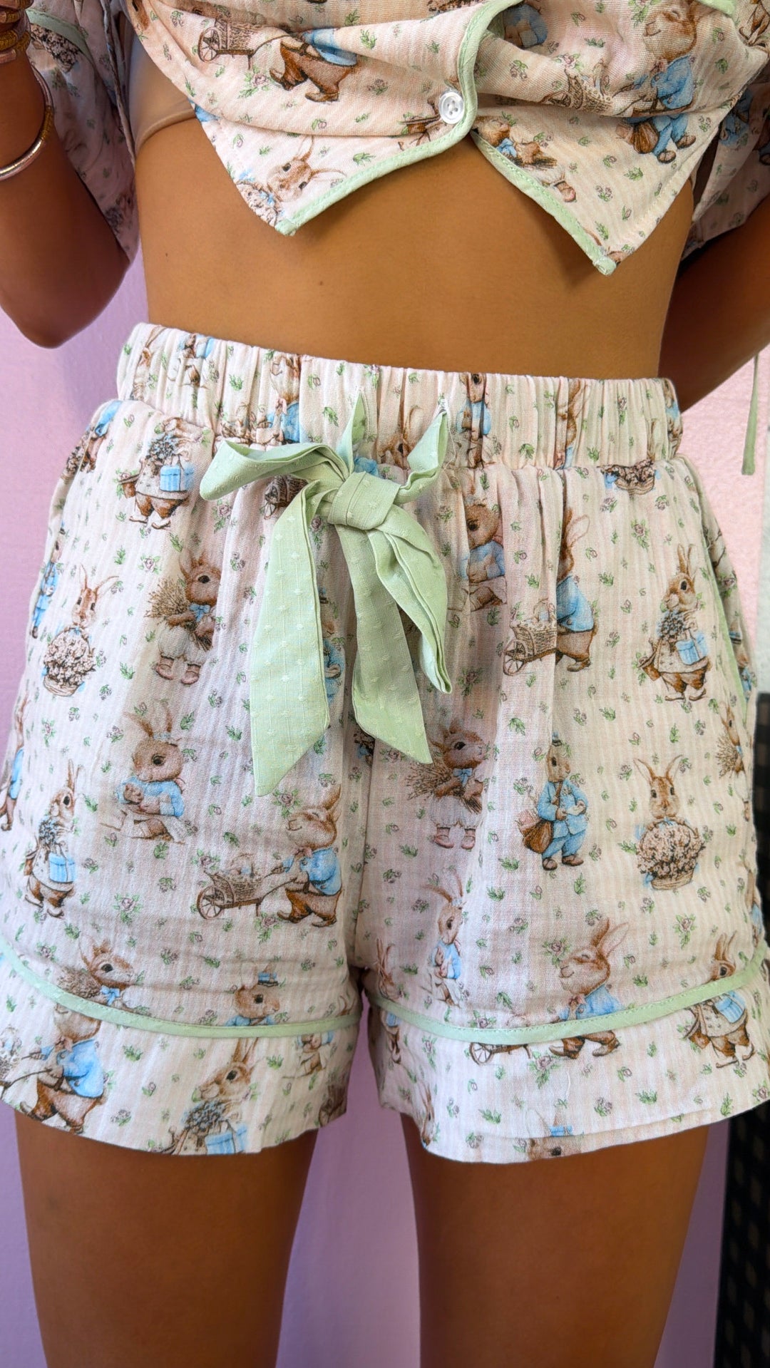 Peter Cotton Tail Pajama Set, Blush/ Sage