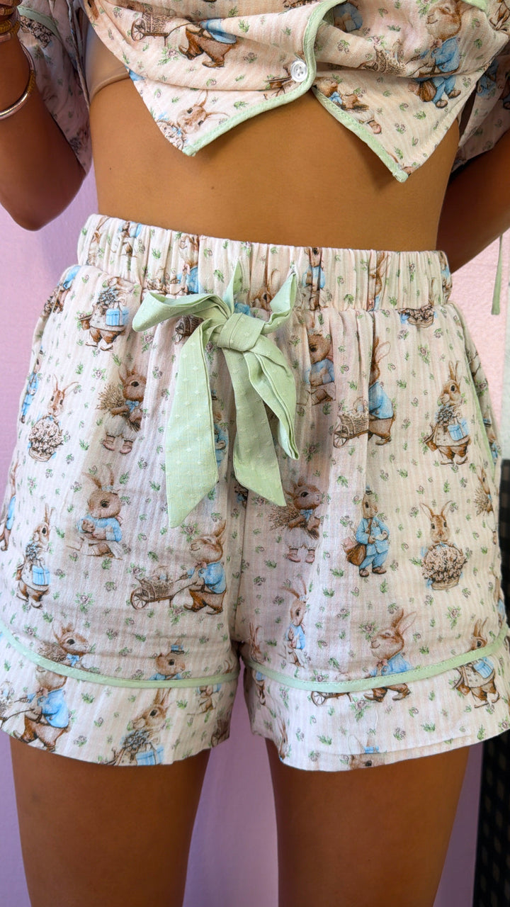 Peter Cotton Tail Pajama Set, Blush/ Sage