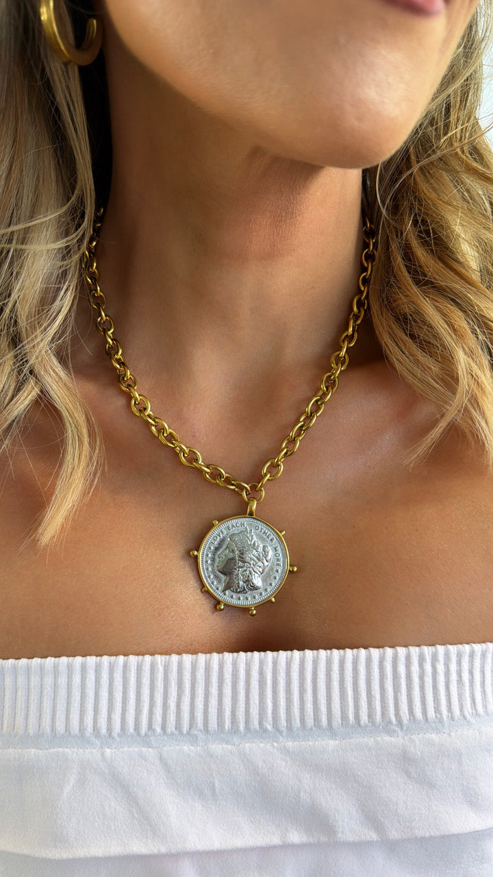 Two Toned Coin Necklace