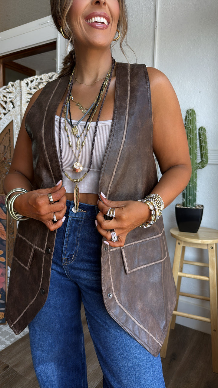 Stone Ridge Leather Vest, Espresso