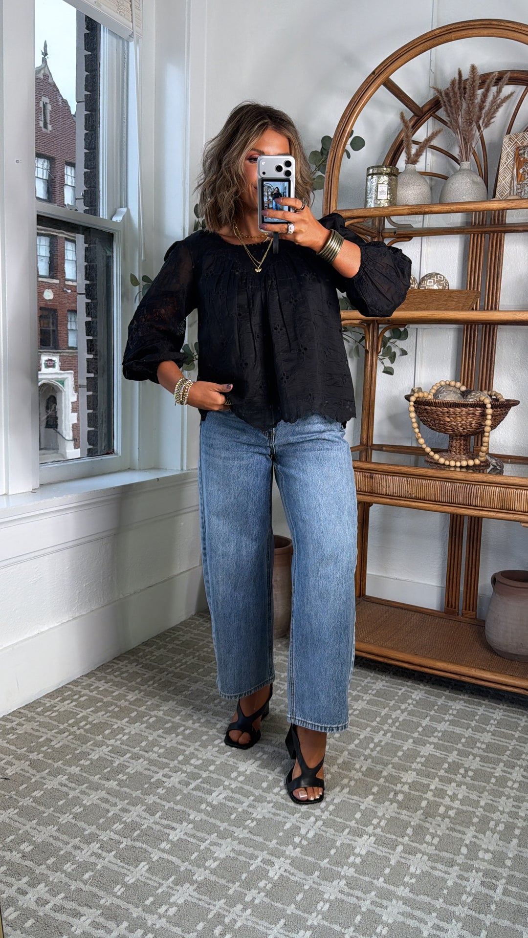 Clover Mix Top, Black