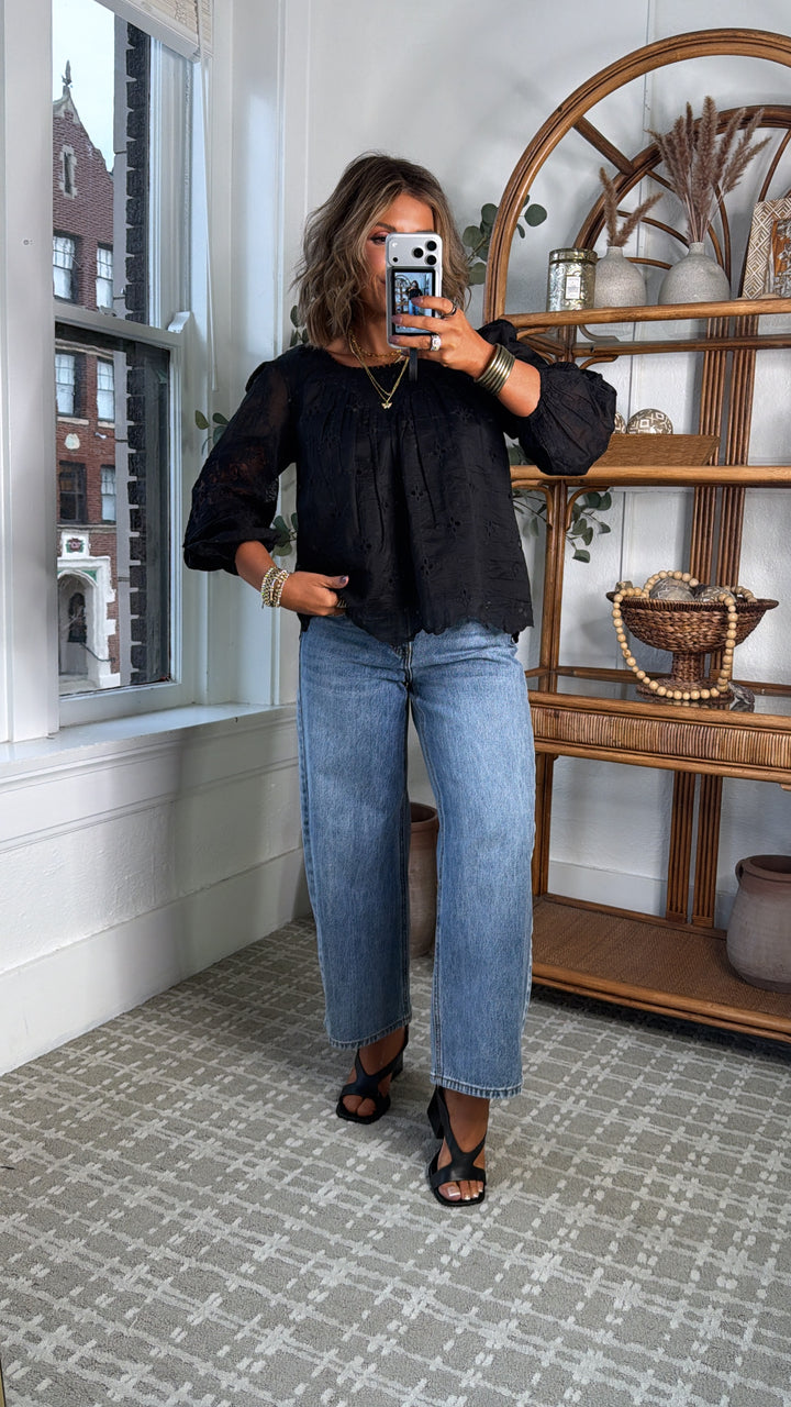 Clover Mix Top, Black