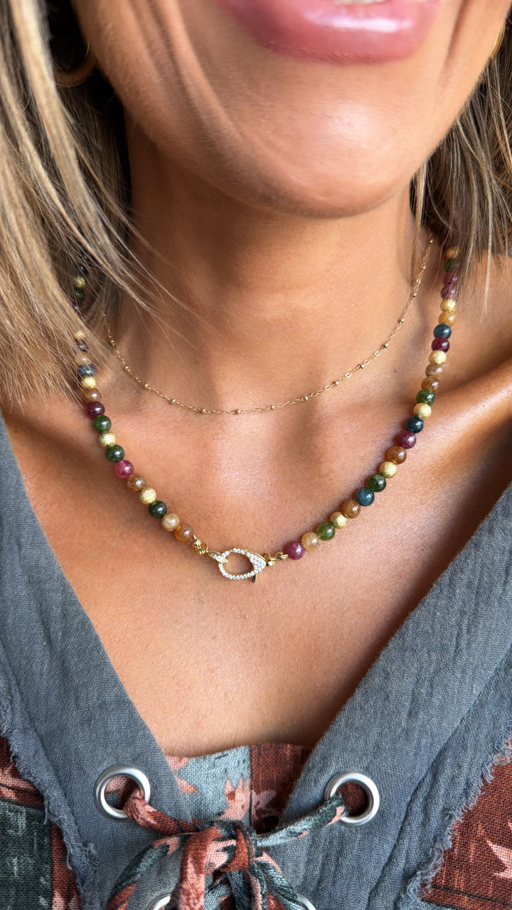 Treasure Jewels: Just the Girl Gemstone Beaded Necklace with Lobster Claw, Multi