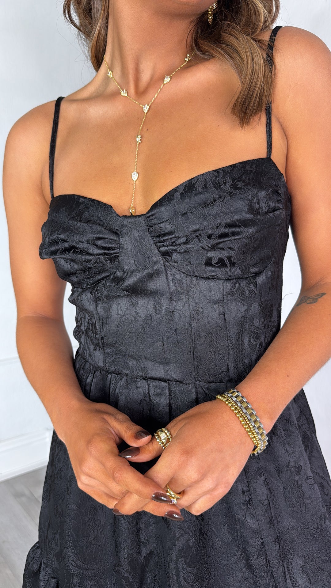 Throne Heart Lace Dress, Black