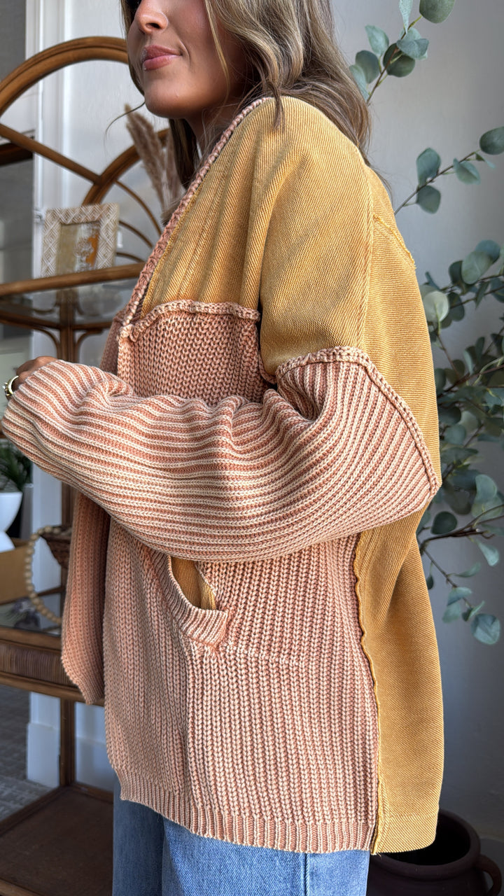 DOORBUSTER: Cable Knit Cardigan,  Washed Mustard