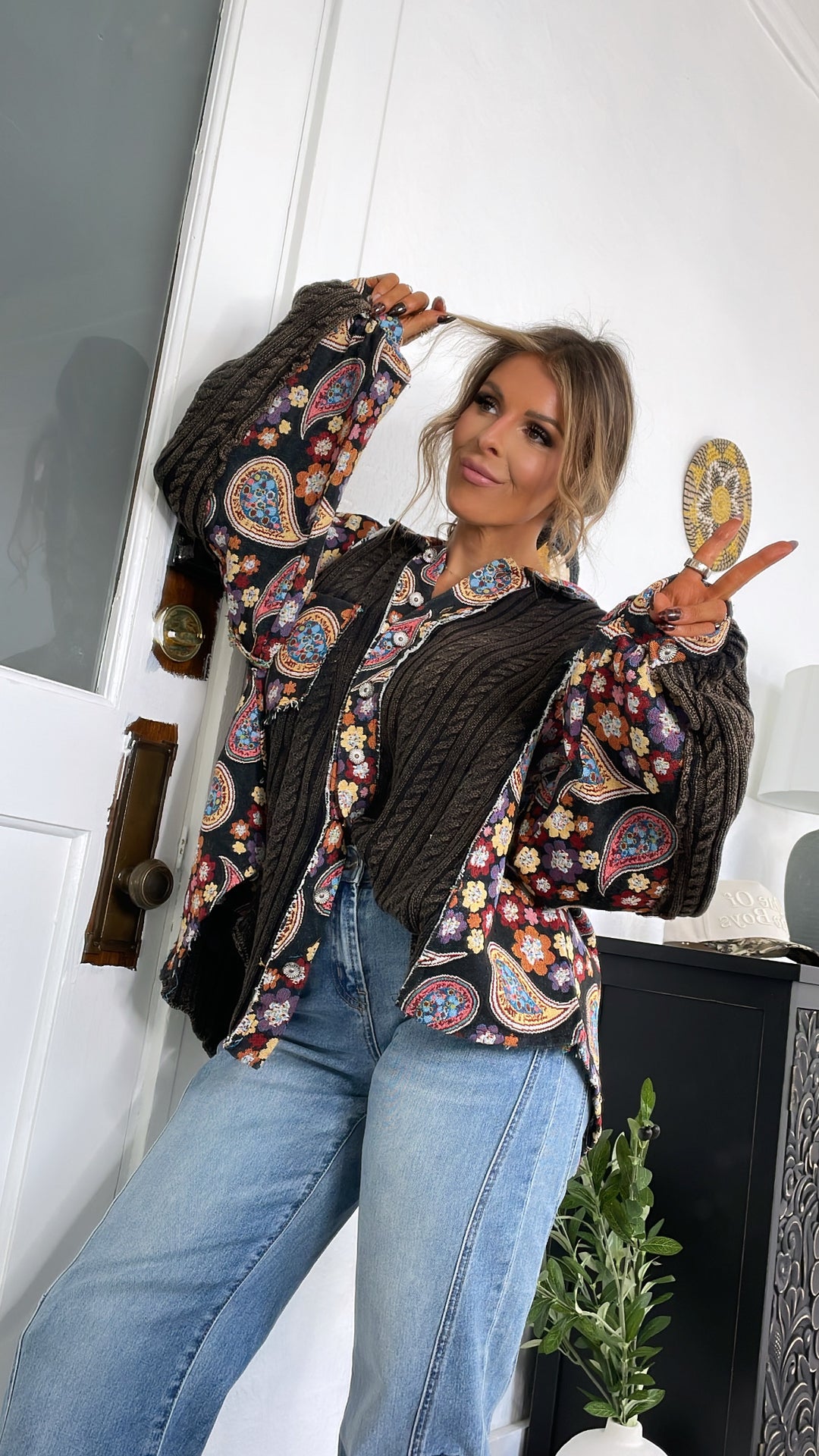 Celestial Paisley Cardigan, Black Multi